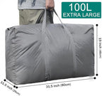 100L Extra Large Storage Bags, Big Moving Bags with Strong Zippers & Carrying Handles, Packing Bags for Moving, Storage, Travel and Camping, Storage Totes For Space Saving (Grey, 2 Pack)