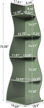 LITTLE TREE Small Corner Shelf, Modern 5-Tier Wall Corner Bookshelf, Stylish Bookcase Storage Rack for Small Space, Living Room, Bedroom
