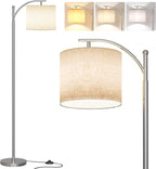SUNMORY Arc Floor Lamp, Modern Floor Lamp with 9W 3 Color Temperatures Bulb, Metal Standing Lamps with Adjustable Hanging Lampshade, Tall Floor Lamps for Living Room, Bedroom, Office
