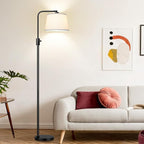 【Upgraded】 Dimmable Floor Lamp, 1000 Lumens LED Edison Bulb Included, Arc Floor Lamps for Living Room Modern Standing Lamp with Linen Shade, Tall Lamp for Bedroom Office Dining Room- Black