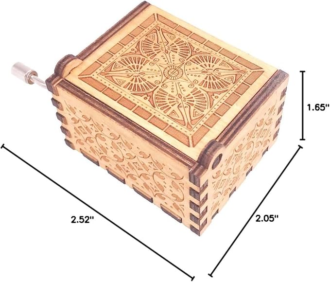 Lalaland Music Box Hand Crank Musical Box Carved Wooden,Play The Theme Song of Lalaland,Brown