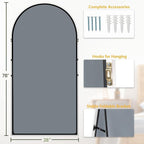 Dewfig Arched Full Length Mirror, 78"x38" Large Floor Mirror with Stand, Oversized Full Body Mirrors for Leaning or Hanging, Wall Mounted Mirrors for Bedroom, Living Room,Dressing Room, White