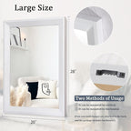 AAZZKANG Rectangular Wall Mirror Decorative Wood Framed Mirrors Large 28"x20" for Farmhouse Bedroom Bathroom Living Room Entryway Hanging Home Decor