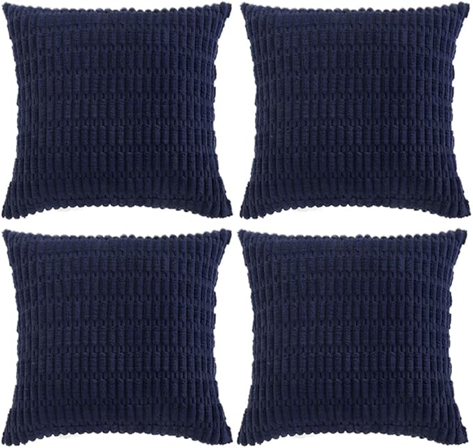 Fancy Homi 4 Packs Decorative Throw Pillow Covers for Living Room Couch Bed, Modern Farmhouse Boho Home Décor Accent Cushion Case, 24" x 24", Navy Blue