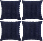 Fancy Homi 4 Packs Decorative Throw Pillow Covers for Living Room Couch Bed, Modern Farmhouse Boho Home Décor Accent Cushion Case, 18" x 18", Navy Blue