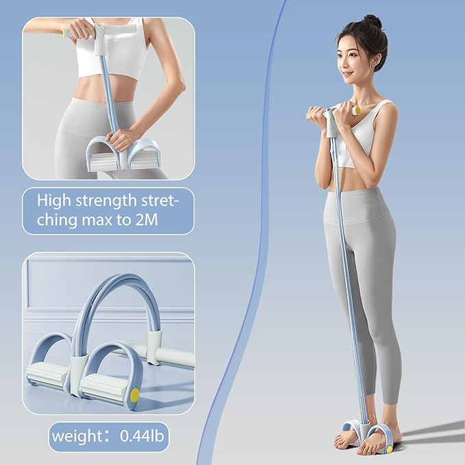 Foot Pedal Resistance Band,6-Tube Pedal Puller Resistance Rope,Yoga Elastic Exercise Bands, for Women Jump Fitness, Abdomen/Arm Weight/Waist/Leg Stretching Slimming Training