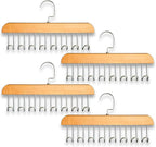 Belt Hanger 4Pcs Belt Hanger with 32 Hooks Bra Hangers for Closet,Space-Saving Wooden Closet Hanger Organizer for Ties, Scarves, Bras,Tank, Tops (Wood)