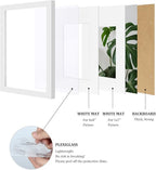 Egofine A4 Picture Frames Set of 4, Made of Solid Wood Covered by Plexiglass 5x7 and 6x8 with Mat or A4 whitout Mat, for Table Top Display and Wall Mounting Photo Frame White