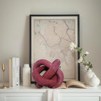 Wood Knot Chain Link Decor - 3 Link Boho Wooden Hand Carved Decorative Wooden Links Knots for Coffee Table Entryway Modern Farmhouse Shelf Decoration (Wine)