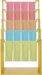 Scarf Organizer Stand, 5-Tier Freestanding Scarf Display Rack, Metal Scarf Holder Belt Pants Hanger for Commercial Clothing Retail Store Home, Space Saving Shelves, 31.5" x 15.75" x 59"(Gold)