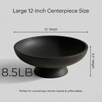 12" Concrete Fruit bowl for Kitchen Counter, Coffee Table Decor, Decorative Key Bowl, Home Décor Accents, Kitchen Counter Decor Black