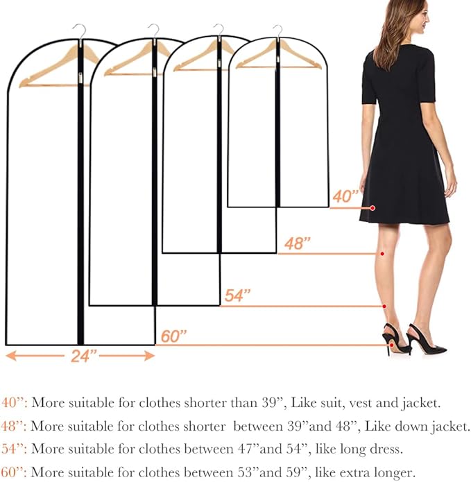 Garment Bags for Hanging Clothes Travel (Set of 12) Clothes Storage Bags Closet Cover for Open Closet with Zipper for Suit, Sweaters Travel Laundry Wardrobe Closet Garment Dust Cover
