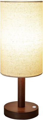 LALISU Cordless Table Lamp, 3 Color Dimming Portable Battery Lamp, Touch Control Wood Base Small Bedside Lamps for Night Stands, Living Room, Office(LED Bulb Included) (Cordless Wood Base)