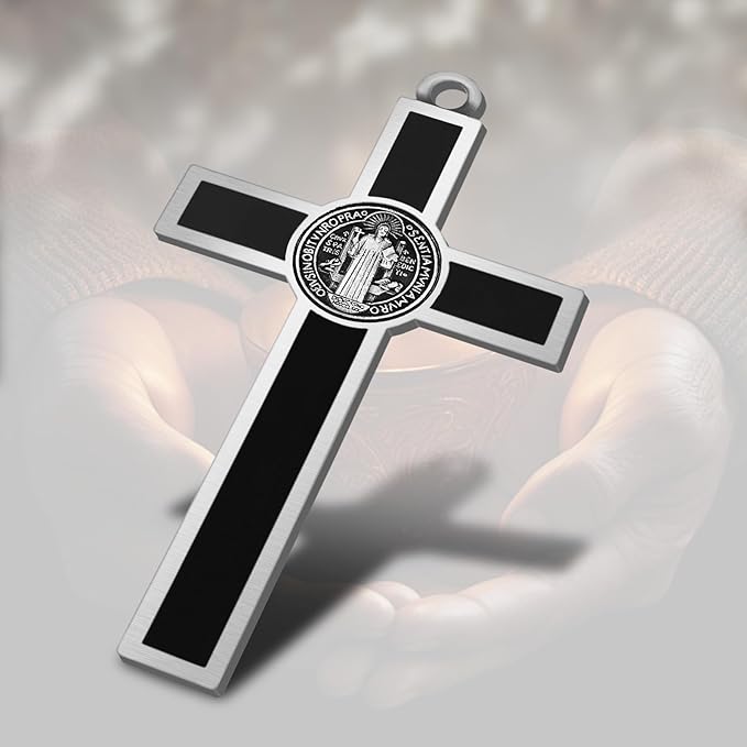 XIPENGKEJI Black Metal Enamel Crucifix,Christian Cross For Wall,Christ Inspirational Home Decor,Jesus Cross For Wall,Jesus Art Decor,Christian Gifts-5Inch X 2.9Inch