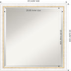 Amanti Art White Wall Mirror 22x22 Morgan White Gold Square Bathroom Mirror for Wall Decor Living Room, Medium Modern Wood Frame, Hangs Horizonally and Vertically, Bathroom Decor, Beveled Edge
