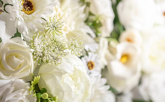 Lisuun Wedding Arch Flowers, Artificial Flowers for Decoration, 2pcs Flower Swag and 1 pcs Semi-Sheer Chiffon Table Runner Swag for Beautiful Dream Wedding Ceremony Floral Decor - Pack of 3