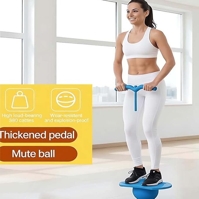 Balance Jumping Ball with Handle, Crazy Jumper Jump Ball for Adults -Balance Board with Handle, Indoor And Outdoor Funny, Perfect for Balance, Coordination, Fitness