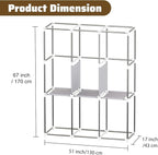 Portable Closet, Portable Closets for Hanging Clothes with 3 Hanging Rods and 6 Storage Shelves, Non-Woven Fabric Cover, Black Wardrobe Closet Easy to Assemble and Strong and Stable