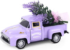 Lavender Home Decor Metal Truck with Faux Lavender Vintage Truck Mini Vehicle Decoration for Farmhouse Desktop Tray Decor Kitchen Supplies
