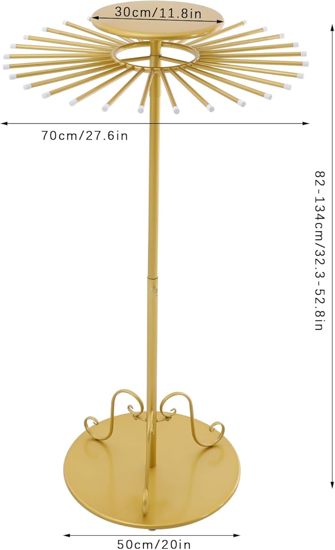Freestanding Scarf Display Stand Up to 30lbs Capacity, Height Adjustable Scarf Holder Organizer Gold Exquisite Tie Organizer Hanging Rack for Boutique Home Shopping Malls Apartments