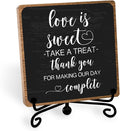 Funny Wedding Decor, Love Is Sweet Enjoy A Treat Sign Plaque, Lovely Gifts for Women Men Wedding Party Table Accessories Decorations, Bridal Shower Dessert Desk Sign