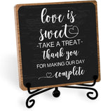 Funny Wedding Decor, Love Is Sweet Enjoy A Treat Sign Plaque, Lovely Gifts for Women Men Wedding Party Table Accessories Decorations, Bridal Shower Dessert Desk Sign