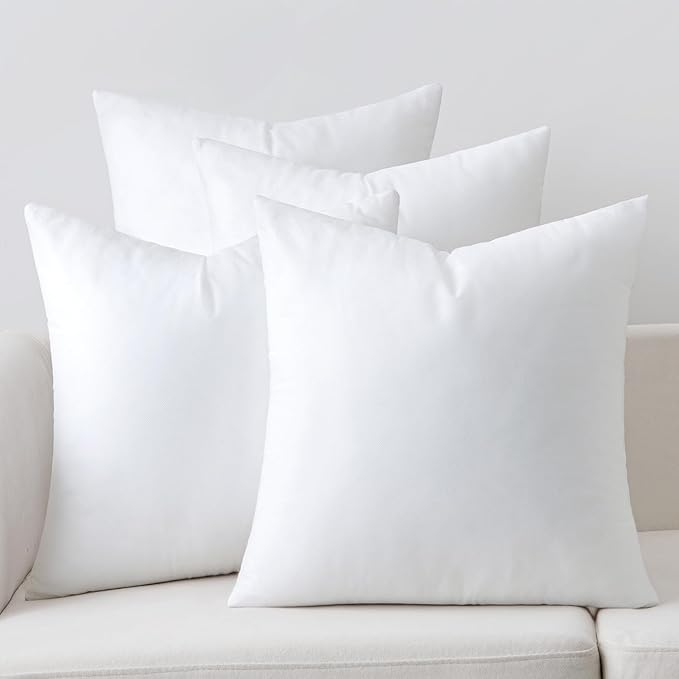 MIULEE Pillow Insert 20x20 Inch Set of 4, Decorative Square Throw Pillow Inserts, Premium Fluffy Pillow Forms Sham Stuffer for Sofa Couch Living Room