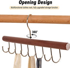 2PCS Belt Organizer Hanger,Sturdy Wood Belt Rack Closet Accessories with 8 Hooks Belt Organizer for Closet Organizers and Storage (Mahogany)