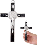 VINETEN Crucifix Wall Cross, Catholic Crosses with Black Enamel - Crucifix for Wall, Jesus Christian Wall Hanging Cross for Home Decor 4 Inch