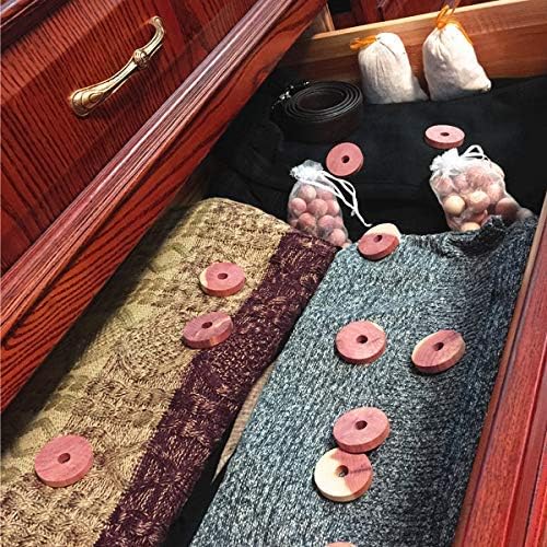 Cedar Blocks for Clothes Storage – 24 Pcs 100% Natural Cedar Rings | Wardrobe & Drawer Freshener for Closet Storage