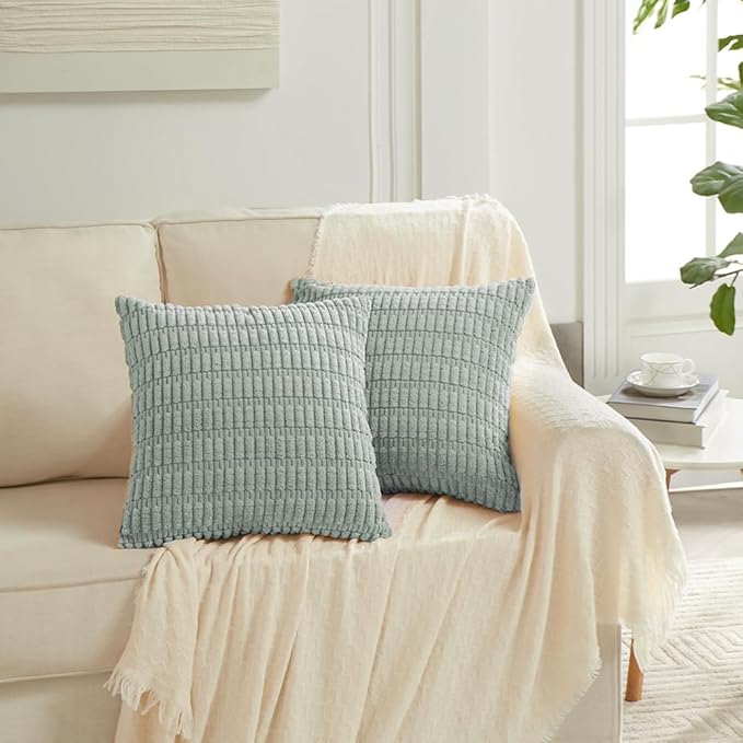 Fancy Homi 4 Packs Decorative Throw Pillow Covers for Living Room Couch Bed, Modern Farmhouse Boho Home Décor Accent Cushion Case, 26" x 26", Grey Blue