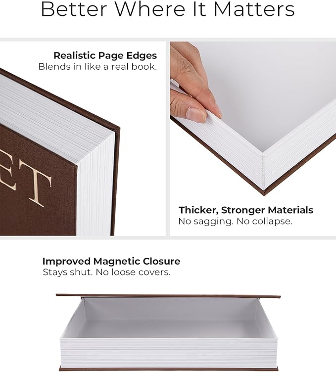 Set of 2 Linen Decorative Books with Hidden Storage – Chic Housewarming & Christmas Gift Idea, Monochrome Faux Book Box for Shelf and Coffee Table Decor (White & Black)