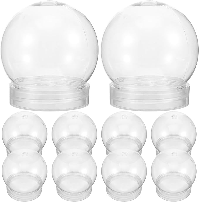 10Pcs Clear Plastic Snow Globe DIY 3 Inch Snow Globes, Clear Plastic Water Globe Water Globe Jar with Screw Off Cap Candy Cookies Jar for DIY Crafts Christmas Plant Flower Moss Landscape