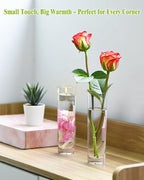 Glass Cylinder Bud Vases for Centerpieces – Set of 16 Handmade Clear Small Flower Vase 7.48 Inches Tall,Wedding Table Decor for Single Rose Vases Bulk,Small Vases Home Decor,Floreros,1 Brush