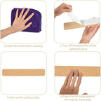 Vuzvuv 8 pcs Bulletin Board Bar Strips with 50 Pushpins & 10 Wooden Clip pins，Self Adhesive Cork Board for Wall，Felt Pin Board for School，Office Decor(Camel-Brown)