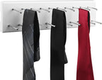 Tie Rack Wall Mounted, Wood Belt Hanger for Closet with 21 Chrome Hooks, Belt Storage Holder Organizer for Men Belts, Ties, Scarves, White