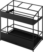 Umbrella Holder Entryway, Umbrella Stand Rack 26.8*12.6*27.6in Metal Square Umbrella Rack Organizer Removable Drip Tray Drip Tray Handle Hollow-Out Design Raised Feet for Canes, Belts, Hats