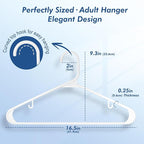 HOUSE DAY Plastic Hangers 20 Pack, Space Saving Clothes Hangers with Built-in Hooks, Durable & Strong Closet Organizers and Storage, Dorm Room Essential, Perfect for Shirts, Coat, Pants, Dress - White