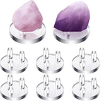 Jetec 8 Pcs Rock Display Stand Geode Stands for Display 3 Peg Clear Acrylic Easels and Holders for Fossil Coral Geodes Rock Mineral Agate Small Collectibles