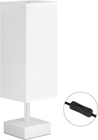 aooshine White Small Table Lamp - Bedside Lamp for Bedroom, Minimalist Nightstand Lamp with Square Fabric Shade, Desk Lamp for Kids Room Dorm