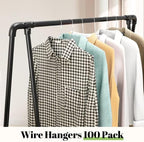 Wire Metal Clothes Hangers Bulk 100 Pack, 16 Inch 12 Gauge Standard Size, Slim Space Saving for Coat Suits Shirts Pants Skirts, Non Slip, Silver