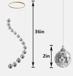 Disco Ball Mobile Spiral Spinner Ball with Bamboo Circle, 36 Inch for Outdoor Indoor Garden Yard Patio Home Decoration Birthday Wedding Party