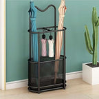 Metal Umbrella Holder, Umbrella Rack with Non-slip Pads, Umbrella Stands with Hook, Freestanding Umbrella Basket for Entryway, Living Room(Black)