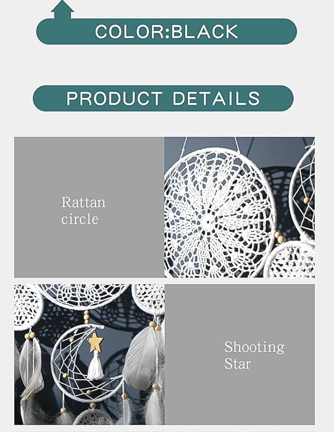 Set of 5 Large Boho Dream Catcher Wall Hanging, Native American Indian Decor, Witchy Macrame Dreamcatcher, DIY Kit for Adults and Kids, Vintage Wall Decor for Bedroom and Wedding