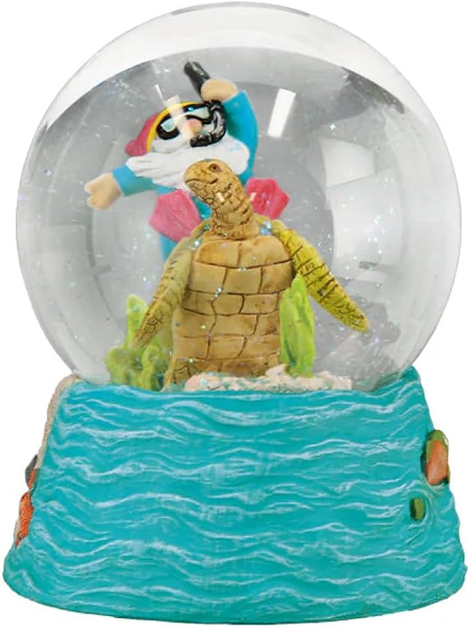 Old World Christmas Summer Coastal Gnome Snow Globe, Musical Holiday Figurine with You are My Sunshine Tune, Seasonal Decoration