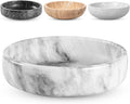 FNTSTICGOODS Marble Decorative Bowl - 7.5" White/Grey Solid Marble Centerpiece - Handmade Stone Fruit Bowl - Catch-All or Key Bowl for Kitchen - Modern Minimalist Decor