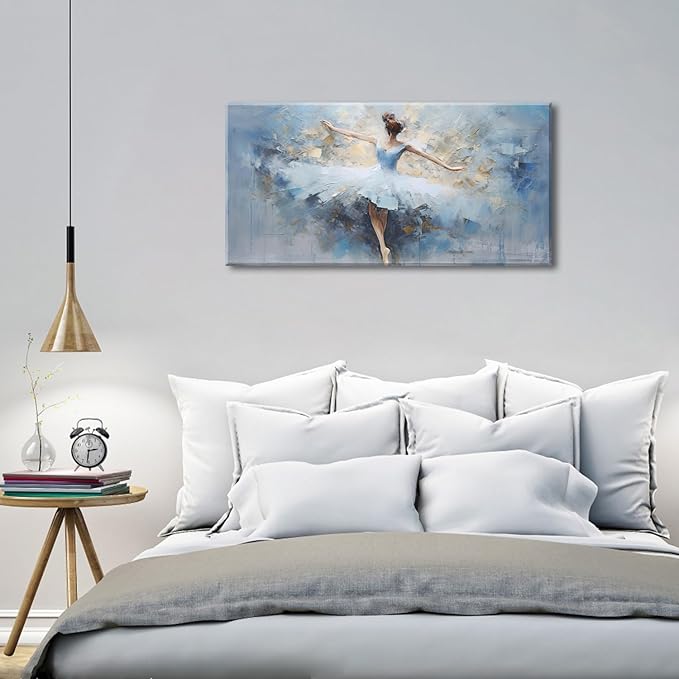 Ballerina Decor for Girls Room - Abstract Dance Decor, Ballerina Wall Art for Bedroom & Living Room - White Ballet Girl Canvas Paintings - Women Artwork Home Decorations - 20x40