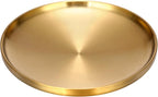 Round Key Dish for Entry Table Stainless Steel Display Tray Gold Candle Plate Jewelry Display Holder for Vanity Kitchen Coffee Counter, 7.5" x 7.5" x 1.2"