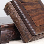 GOLDY&WENDY Square Solid Wood Pedestal Base Handmade Carving Rosewood Display Stand Vase Teapot Aquarium Lamp Display Risers