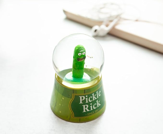 Rick and Morty Pickle Rick Multicolored Light-Up Mini Snow Globe with Glitter | 3 Inches Tall